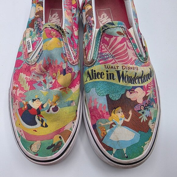 Vans x Disney Alice in Wonderland Womens Size 8.5 Slip On Shoes Cute Casual - Picture 10 of 13
